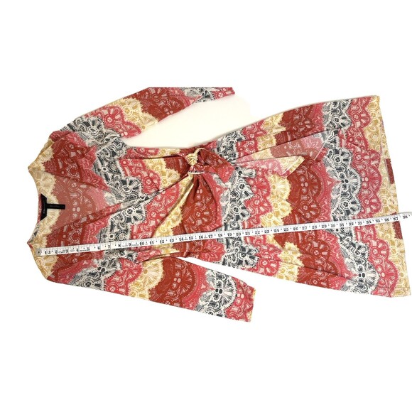 BCBGMAXAZRIA Geometric Multicolor Wrap Dress Office Boho Feminine Retro Travel S - Picture 3 of 7